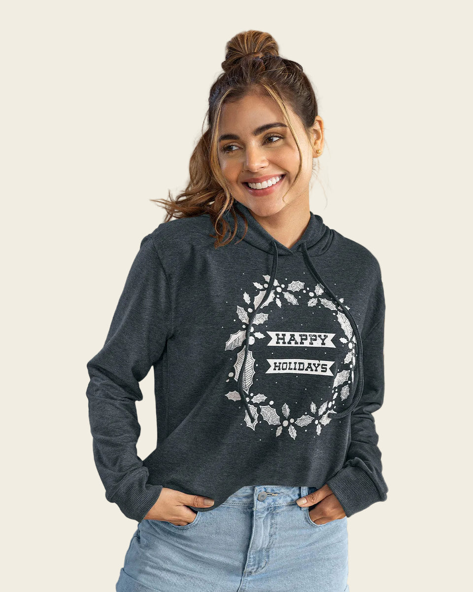 Sudadero con capucha y estampado frontal de navidad