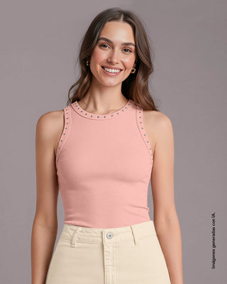 Blusa sin mangas con taches en cuello y sisa#color_c30-rosado