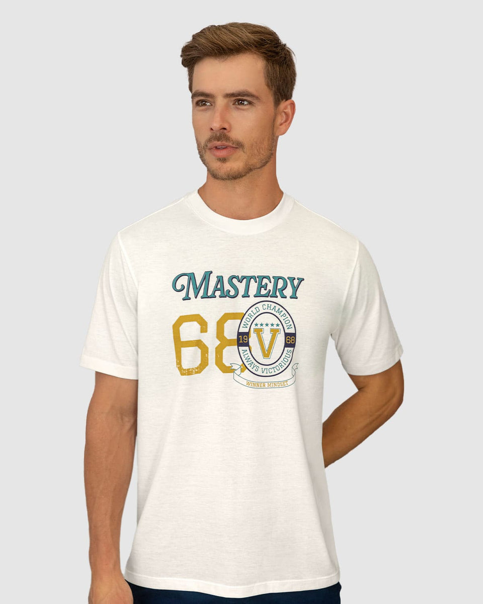 Camisa manga corta con estampado localizado y cuello redondo