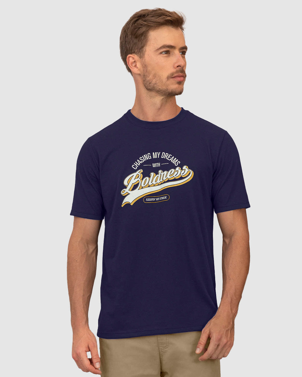 Camisa manga corta con estampado localizado y cuello redondo