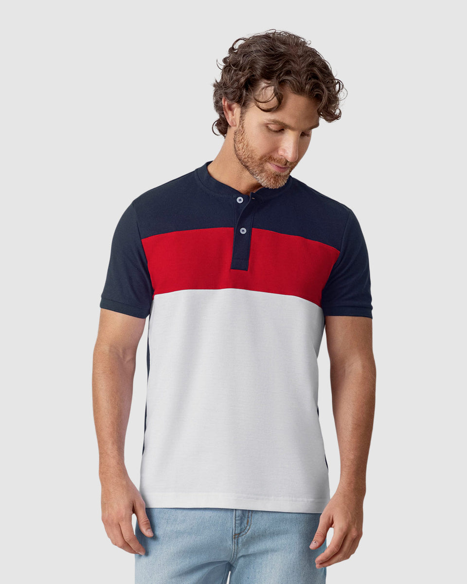 Camisa henley con bloques de color