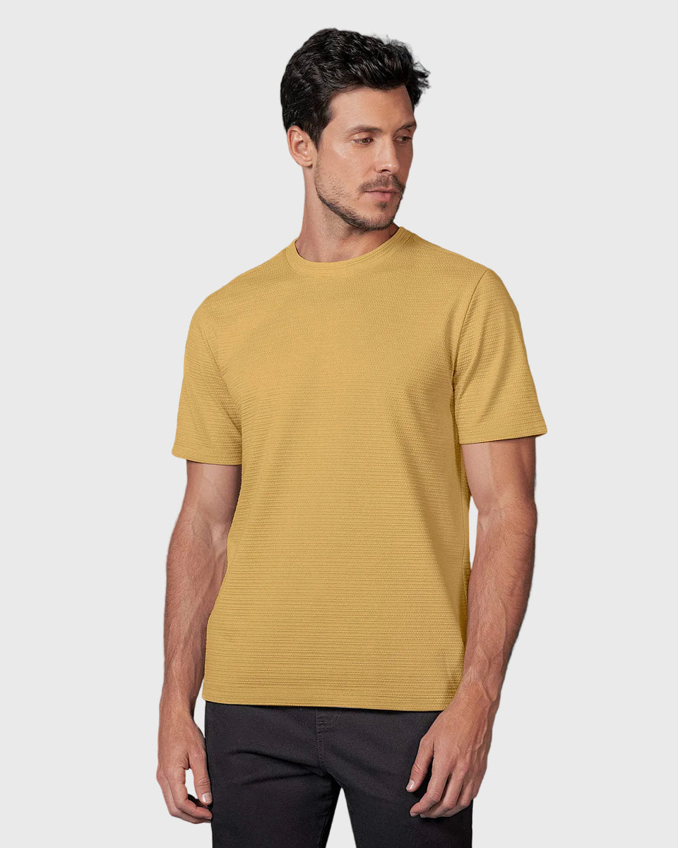 Camisa manga corta básica en tela especial con textura