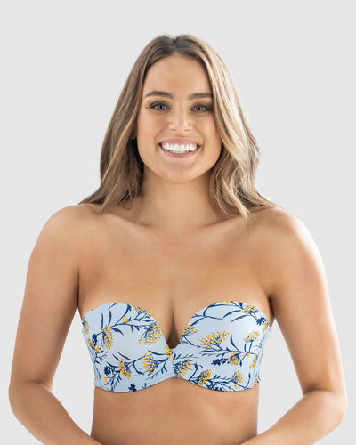 Brasier strapless Antigravedad de realce alto sin arco#color_487-azul-estampado-flores