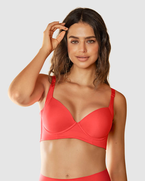 Brasier de realce suave y cubrimiento alto en sisa y espalda Cover Bra#color_204-coral