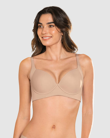 Brasier de realce suave y cubrimiento alto en sisa y espalda Cover Bra#color_802-cafe-claro
