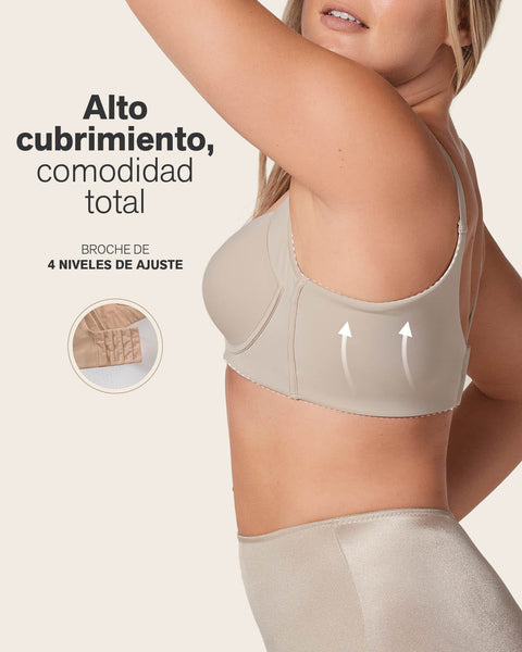 Brasier de realce suave y cubrimiento alto en sisa y espalda Cover Bra#color_802-cafe-claro