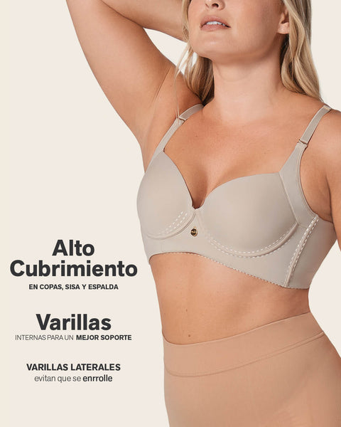 Brasier de realce suave y cubrimiento alto en sisa y espalda Cover Bra#color_a46-estampado-manchas