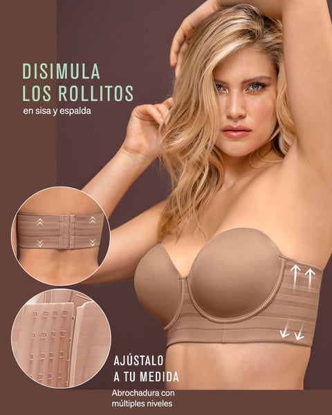 Paquete x2 brasieres tipo bustier support strapless#color_857-cafe