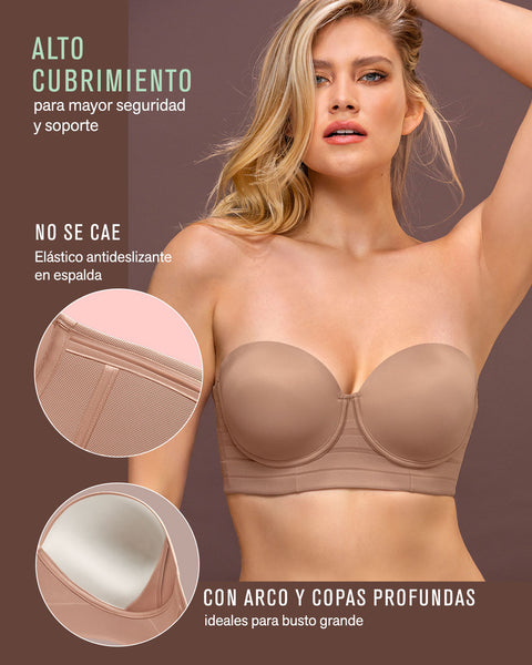 Paquete x2 brasieres tipo bustier support strapless#color_857-cafe