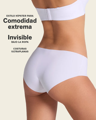 Bloomer hípster invisible ultraplano sin elásticos y de pocas costuras#color_000-blanco