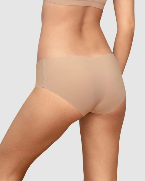 Paquete x3 bloomers hípster invisible ultraplano sin elásticos y de pocas costuras#color_802-cafe-claro