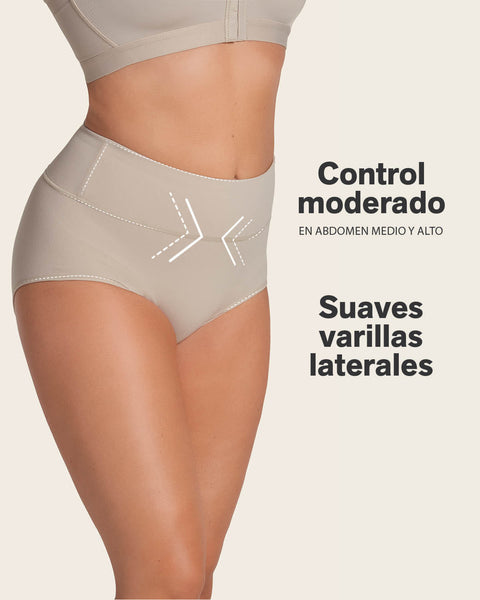 Bloomer faja de control moderado tiro alto en SkinFuse#color_852-beige