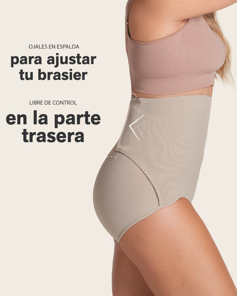 Bloomer faja postparto y postquirúrgico con laterales en velcro#color_802-cafe-claro