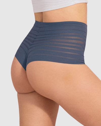 Bloomer alto de control suave con encaje en bandas#color_589-azul-medio