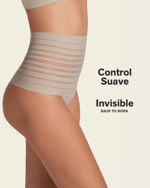 Bloomer alto de control suave con encaje en bandas#color_589-azul-medio
