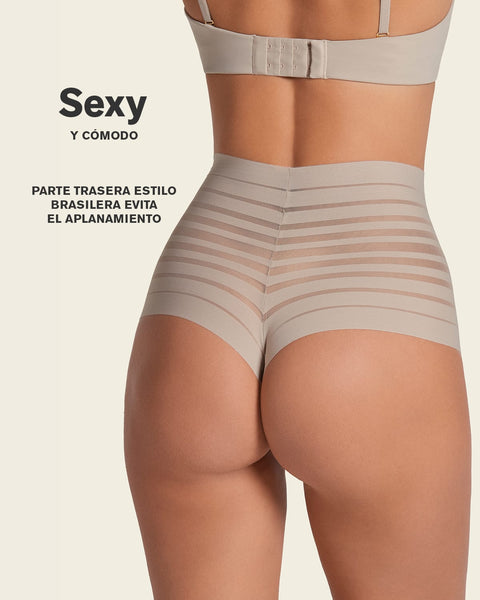 Bloomer alto de control suave con encaje en bandas#color_589-azul-medio