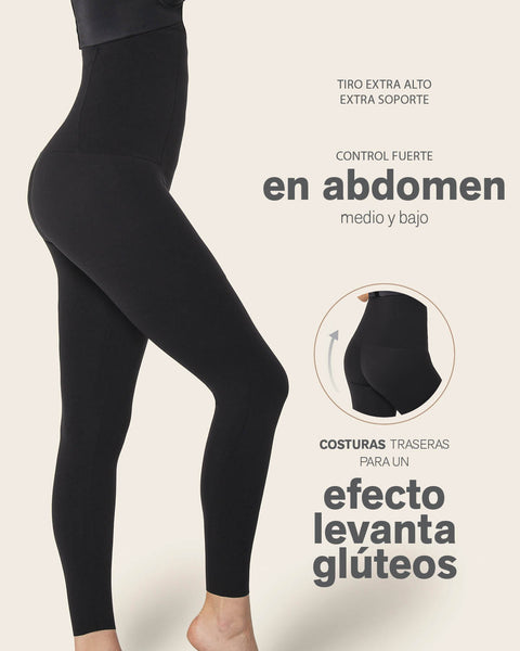 Legging de tiro alto de control en abdomen y piernas#color_091-fondo-cafe-oscuro