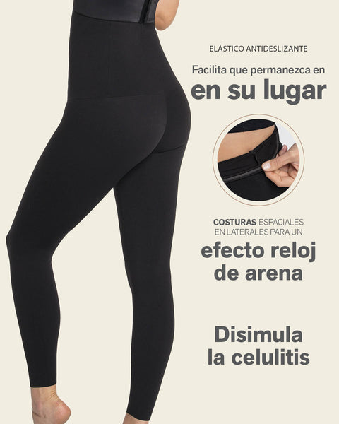 Legging de tiro alto de control en abdomen y piernas#color_091-fondo-cafe-oscuro