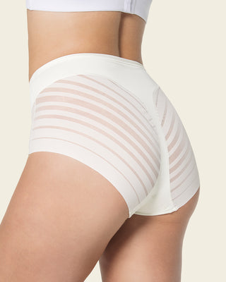 Bloomer faja clásico con control moderado de abdomen y bandas en tul#color_000-blanco