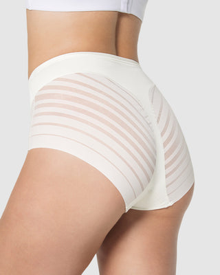 Bloomer faja clásico con control moderado de abdomen y bandas en tul#color_000-blanco