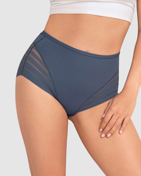 Bloomer faja clásico con control moderado de abdomen y bandas en tul#color_589-azul-medio