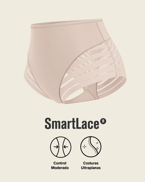 Bloomer faja clásico con control moderado de abdomen y bandas en tul#color_589-azul-medio