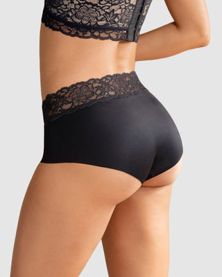 Bloomer hipster en tela ultraliviana con franja de encaje#color_700-negro