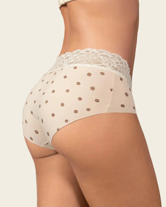 Bloomer hípster en tela ultraliviana con franja de encaje#color_c01-estampado-puntos