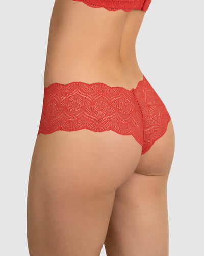 Bloomer estilo cachetero en encaje con transparencias y bordes redondeados#color_239-rojo