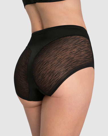 Bloomer faja clásico invisible con transparencias en glúteos y laterales#color_700-negro