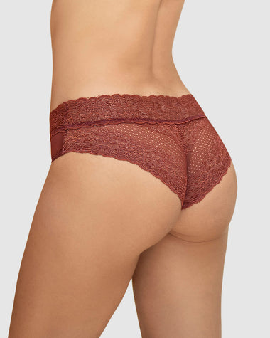 Bloomer cachetero de tiro medio en tul y encaje#color_b69-terracota