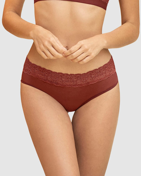 Bloomer cachetero de tiro medio en tul y encaje#color_b69-terracota