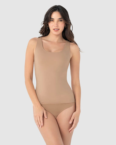 Blusa de control moderado con doble capa en abdomen#color_801-cafe-medio