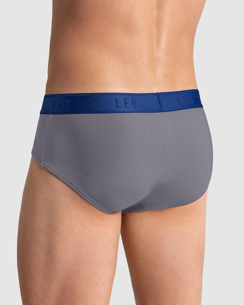 Paquete x 5 bóxers brief de alta transpiración en microfibra ideales para uso diario#color_758-gris-elastico-azul