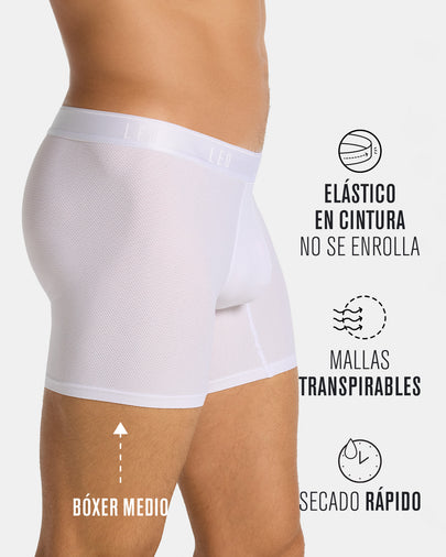 Bóxer medio diseño ergonómico ultrafresco y cómodo en microfibra#color_000-blanco