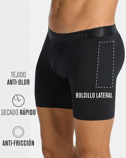Bóxer deportivo largo con bolsillo lateral en microfibra#color_700-negro
