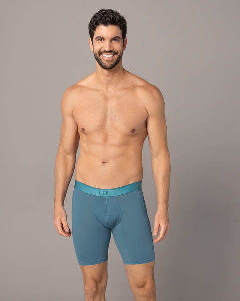 Bóxer deportivo largo con bolsillo lateral en microfibra#color_554-azul-grisaceo