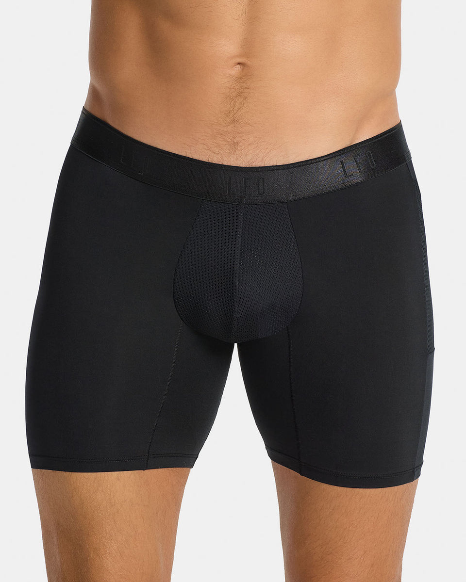 Bóxer deportivo largo con bolsillo lateral en microfibra