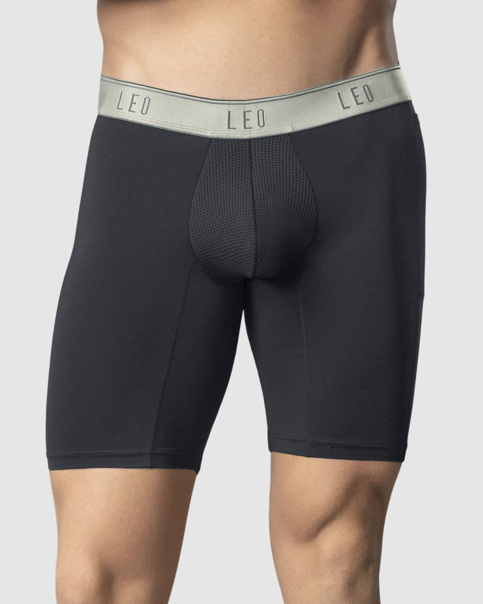 Bóxer deportivo largo con bolsillo lateral en microfibra