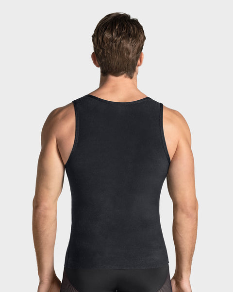 Camiseta sin mangas de compresión fuerte ideal para uso diario con algodón pima#color_700-negro
