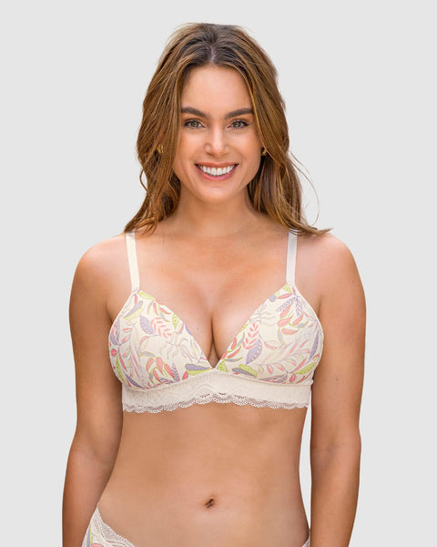 Brasier ultracómodo con encaje en la base y espalda Comfy Bra#color_a52-marfil-hojas