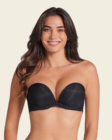 Brasier triple realce efecto 3D escote profundo#color_700-negro