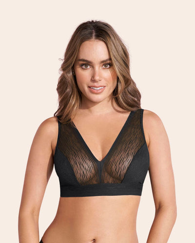 Bralette de buen cubrimiento en tul: Sexy Touch#color_700-negro