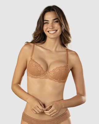 Brasier media copa con detalles de encaje en escote y espalda#color_206-ocre