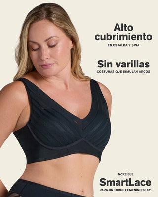 Brasier sin arco, alto cubrimiento en escote y espalda#color_700-negro