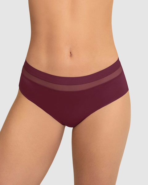 Bloomer cachetero con franja transparente decorativa#color_382-vino-tinto