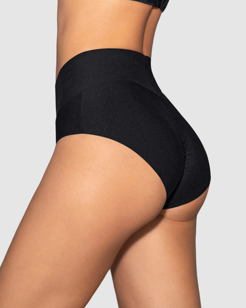 Bloomer clásico tiro alto de control fuerte de abdomen#color_700-negro