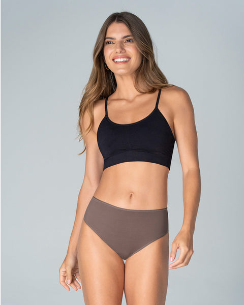 Bloomer clásico alto en pierna con control moderado en el abdomen#color_868-taupe