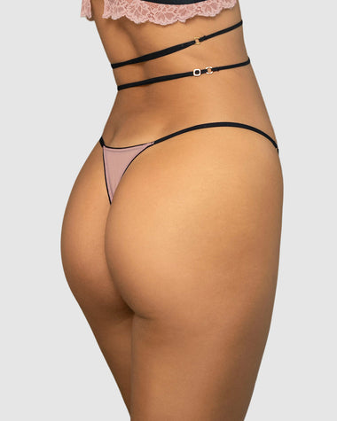 Tanga brasilera en encaje ligera y cómoda#color_093-rosa-vieja-elastico-negro