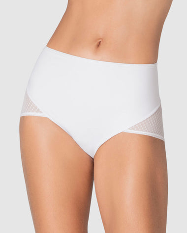 Bloomer clásico de control fuerte en abdomen, glúteos en tul#color_000-blanco